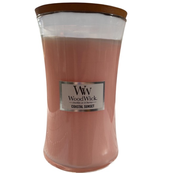 WoodWick Coastal Sunset Large Hourglass Jar Candle Wood Lid Crackles Burns NEW - Picture 3 of 9